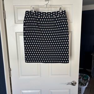 Banana Republic Navy and Cream Polka Dot Pencil Skirt